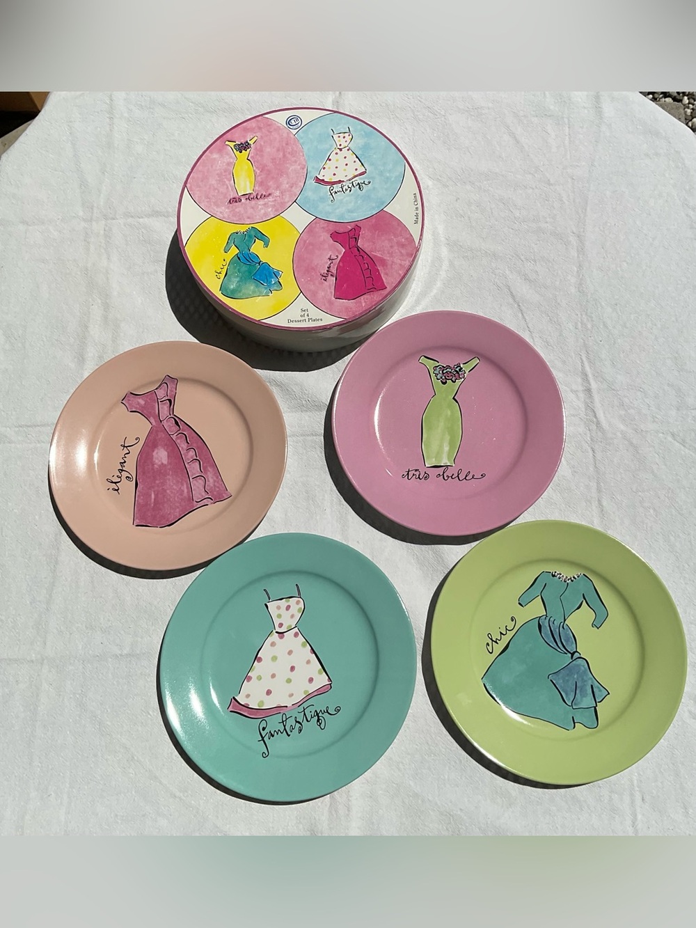 Set of 4 Rosanna Dessert Plates 8” Fashion Dresses